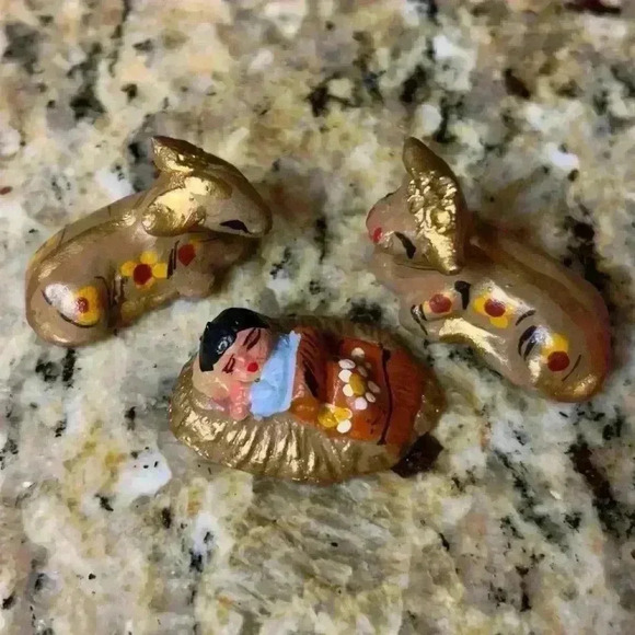 Nativity Scene Set Mexican Hand Painted Pottery Folk Art - Picture 8 of 11